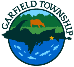 Garfield Township logo with cow and map design.