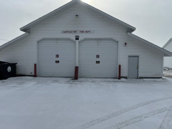 Snowy exterior of Garfield Township Fire Department.