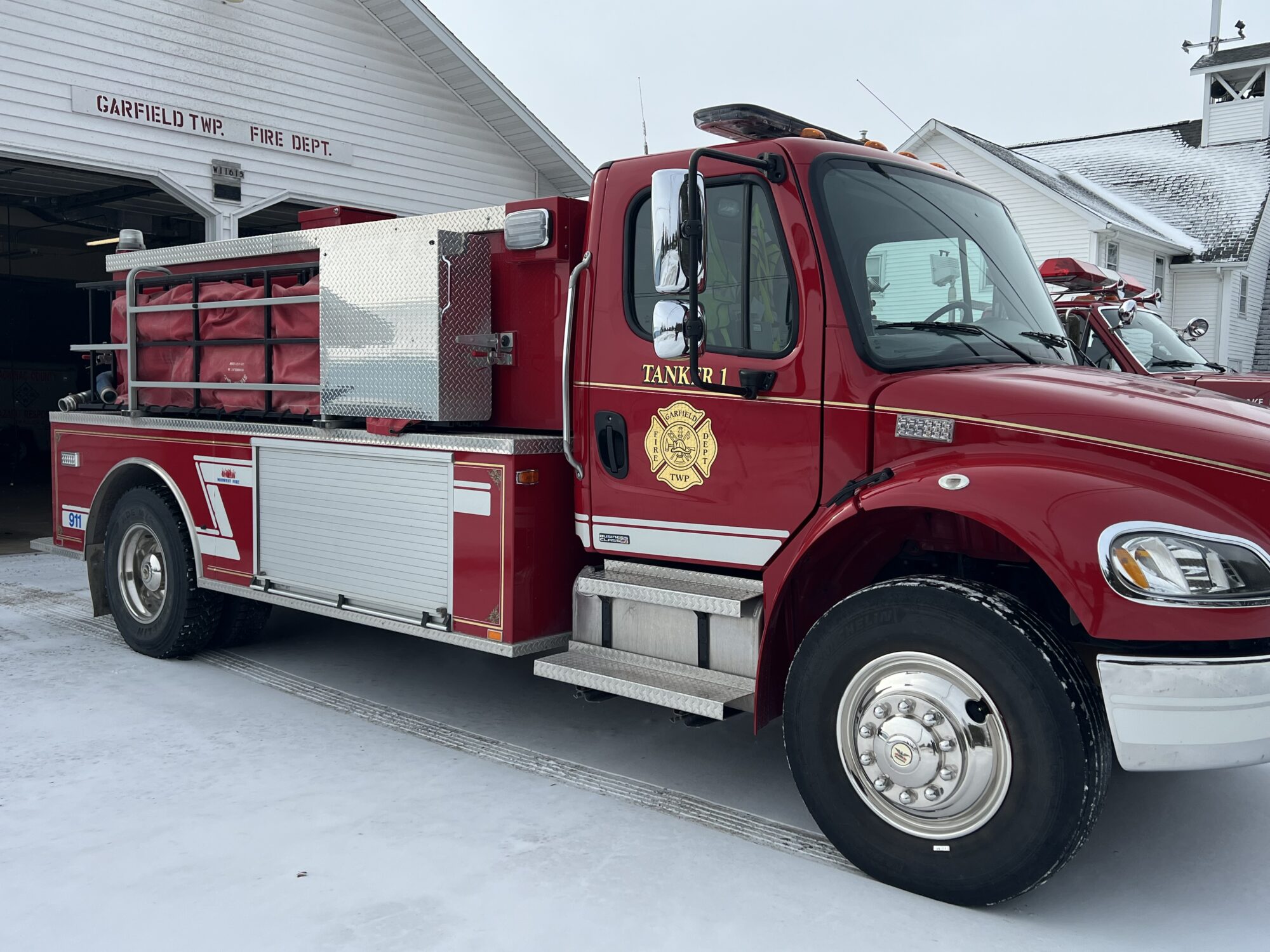 Red fire truck outside Garfield fire department